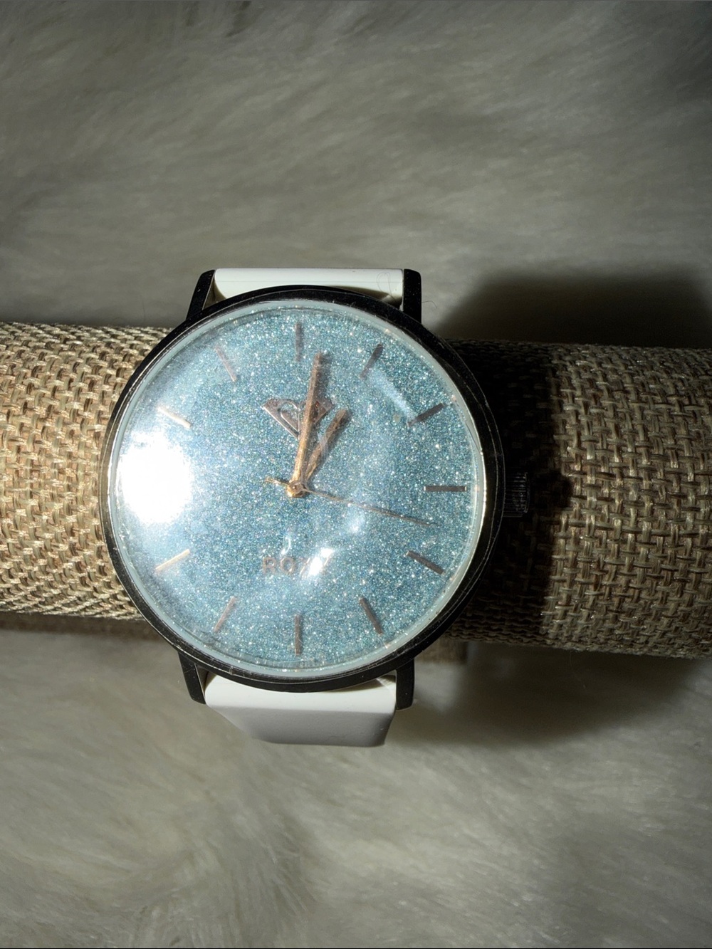 Roxy Sparkle Blue Dial Watch with White Strap